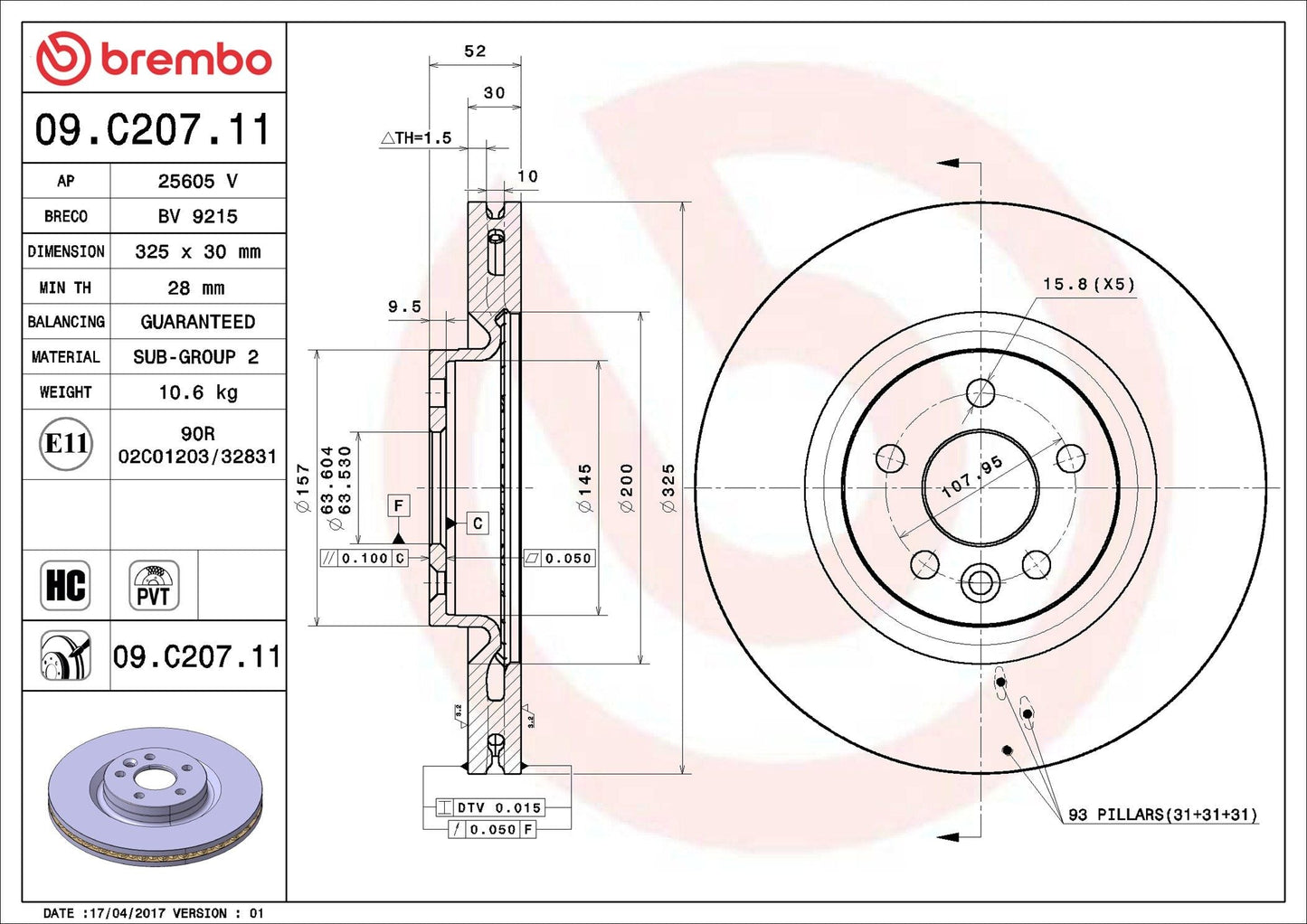 Front Brake Disc BREMBO