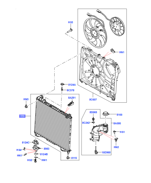 Radiator LR162123 — genuine JLR part for Defender